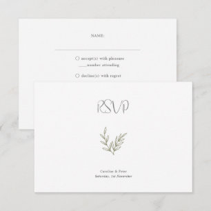 Boho Bamboo Botanical Leaf Soft Elegant Greenery RSVP Card