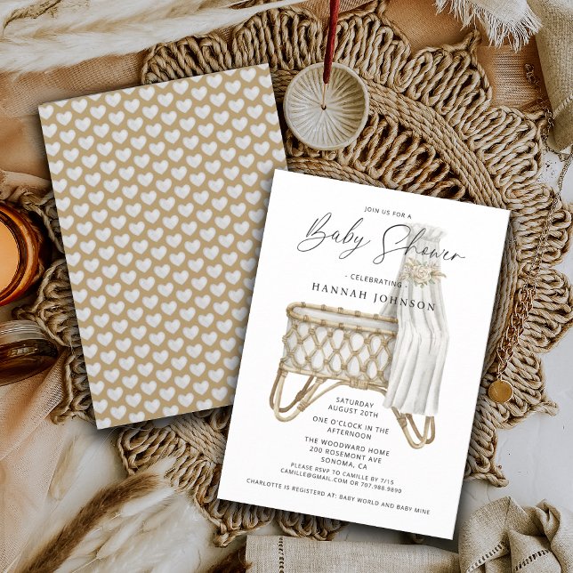 Boho Bamboo Crib Baby Shower Invitation (Creator Uploaded)
