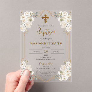 Boho Baptism  Acrylic Invitations