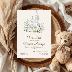 Boho Baptism in Spanish with church Invitation
