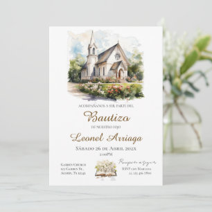 Boho Baptism in Spanish with church Invitation