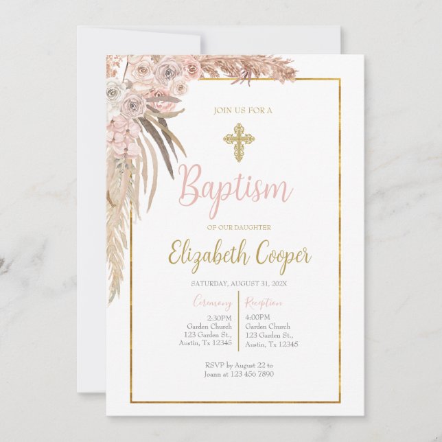 boho baptism  invitation (Front)
