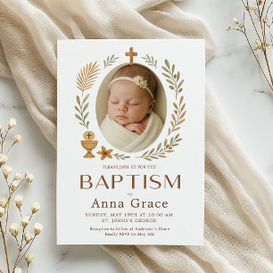 Boho Baptism Invitation for Baby