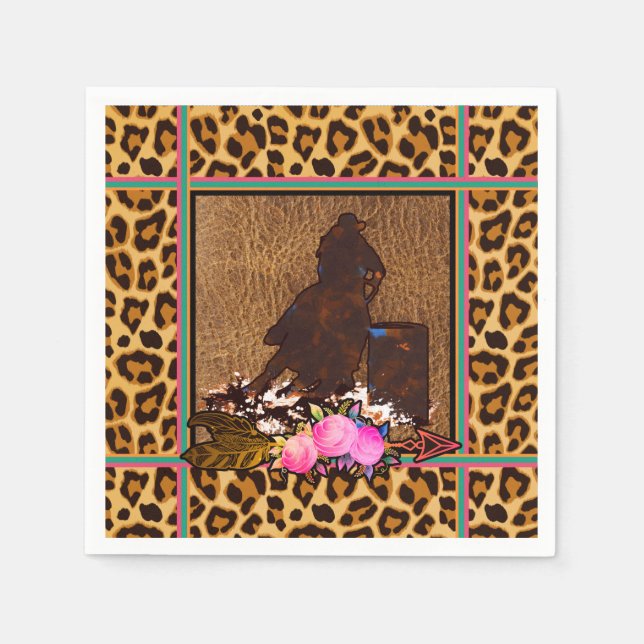 BOHO BARREL RACER LEOPARD PRINT DECOUPAGE PAPER NAPKINS (Front)