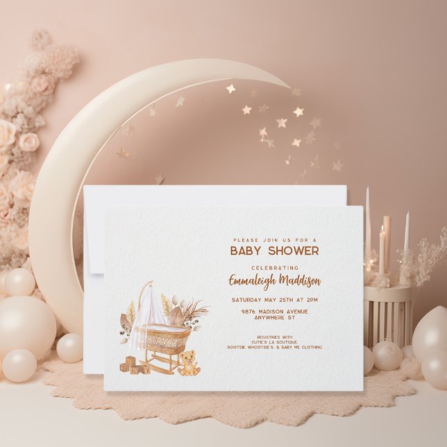 Boho Bassinet Nursery Baby Shower Invitation (Creator Uploaded)