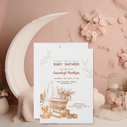 Boho Bassinet Nursery Baby Shower Invitation