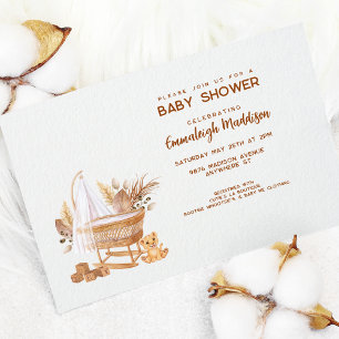 Boho Bassinet Nursery Baby Shower Invitation Postcard