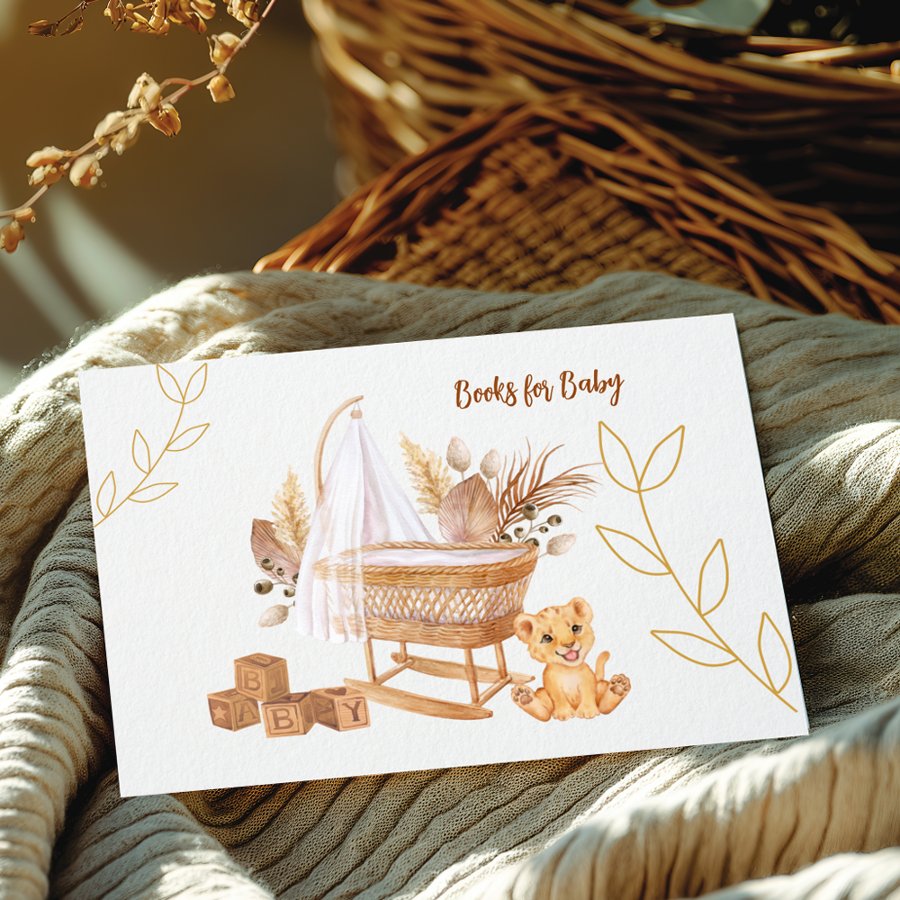 Boho Bassinet Nursery Books For Baby Shower Game Enclosure Card