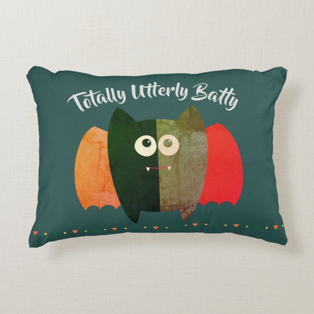 Boho Bat Funny Quote Teal Green Orange Accent Pillow (Front)
