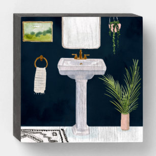 Boho Bath Sinks I Wooden Box Sign