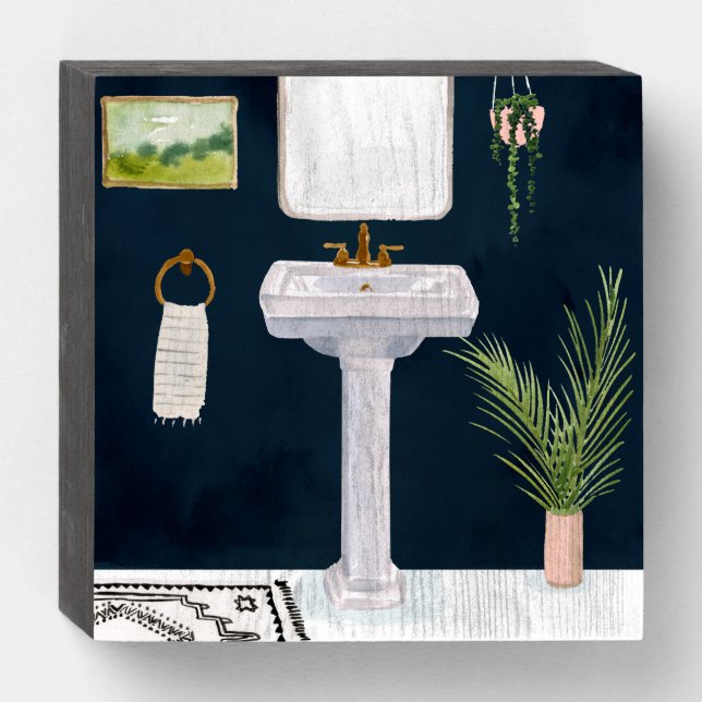Boho Bath Sinks I Wooden Box Sign (Front Horizontal)