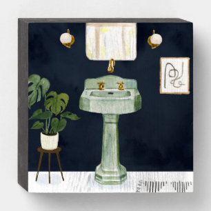 Boho Bath Sinks II Wooden Box Sign