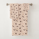 Boho Bats and Stars Halloween Pattern Bath Towel Set
