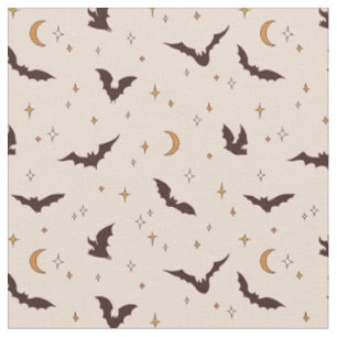 Boho Bats and Stars Halloween Pattern Fabric