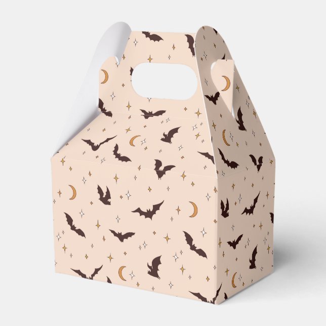Boho Bats and Stars Halloween Pattern Favor Boxes (Front Side)
