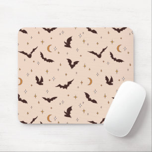 Boho Bats and Stars Halloween Pattern Mouse Pad