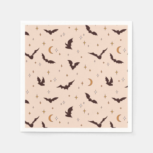 Boho Bats and Stars Halloween Pattern Napkins (Front)