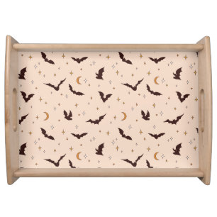 Boho Bats and Stars Halloween Pattern Serving Tray