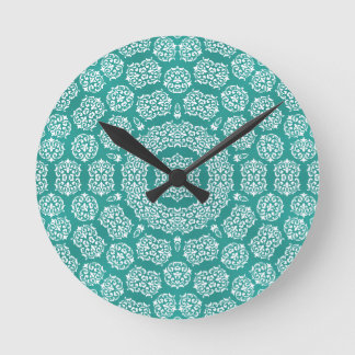 Boho Bazaar Cerulean Pattern Round Clock
