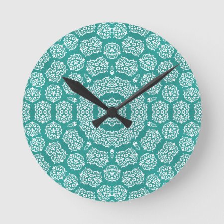 Boho Bazaar Cerulean Pattern Round Clock