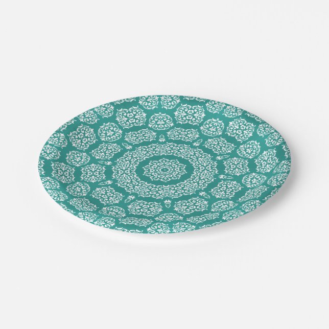 Boho Bazaar, Mix & Match Cerulean Pattern Paper Plates (Angled)