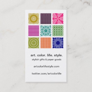 Boho Bazaar Mosaic Patchwork Custom Business Card by ArtColorLifeStyle at Zazzle