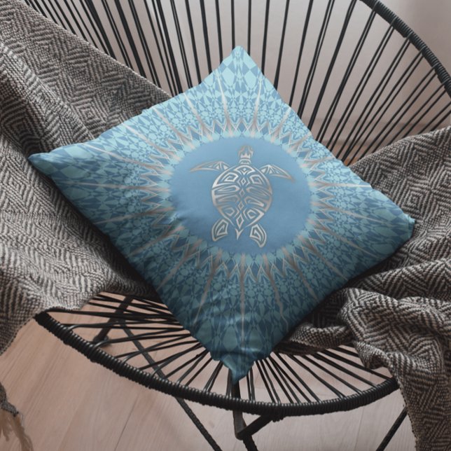 Boho Beach Animal Turtle Throw Pillow (Creator Uploaded)