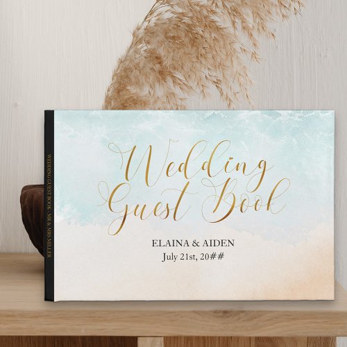 Boho Beach Arbor Monogrammed Wedding Guest Book