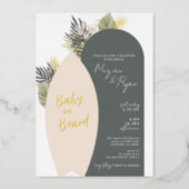 Boho Beach Baby on Board Baby Shower Foil Invitation (Front)