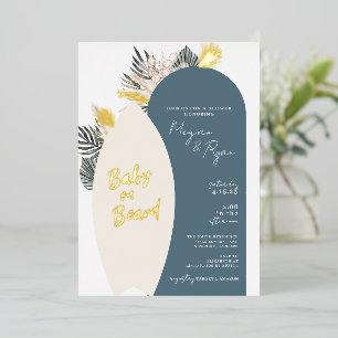 Boho Beach Baby on Board Baby Shower Foil Invitation