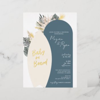 Boho Beach Baby On Board Baby Shower Foil Invitation by KB_Paper_Designs at Zazzle