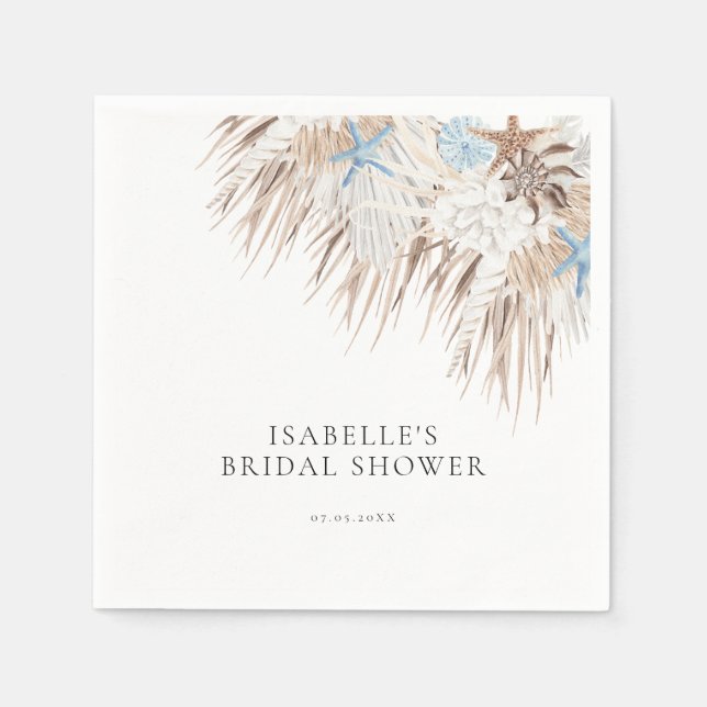 Boho Beach Bridal Shower Napkins (Front)