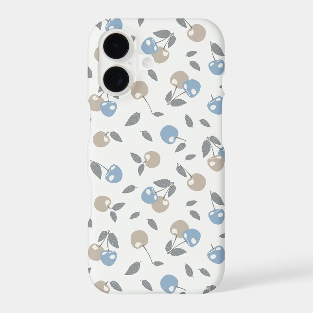 Boho Beach Cherries - beige blue fruit pattern. iPhone Case (Back)