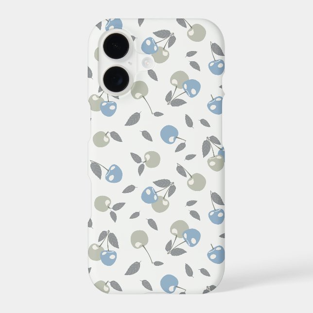 Boho Beach Cherries - sage blue fruit pattern. Case-Mate iPhone Case (Back)