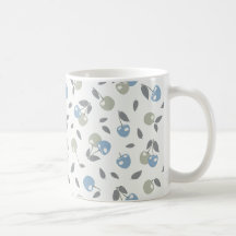 Boho Beach Cherries - sage blue fruit pattern.