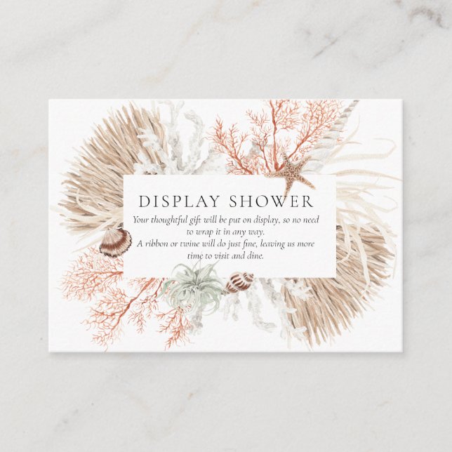 Boho Beach Coral Reef Display Shower Enclosure Card (Front)