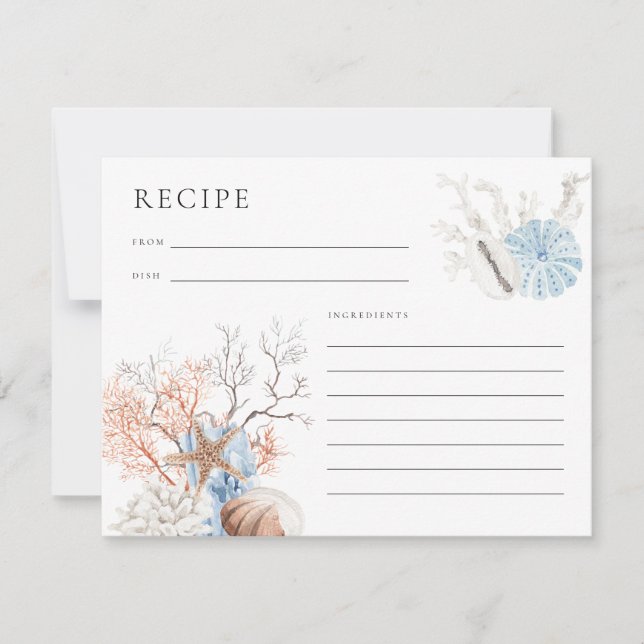 Boho Beach Coral Reef Recipe Card (Front)