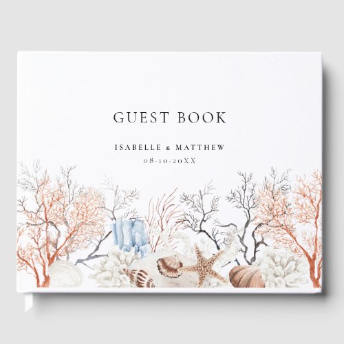 Boho Beach Coral Reef Wedding Guest Book