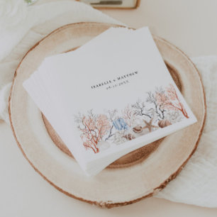 Boho Beach Coral Reef Wedding Napkins