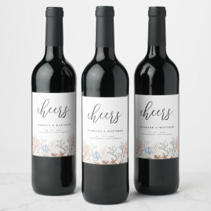 Boho Beach Coral Reef Wedding Wine Label