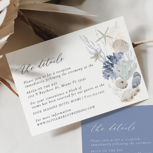 Boho Beach Elegant Wedding Details Enclosure Card (Details Card 2 Colors)