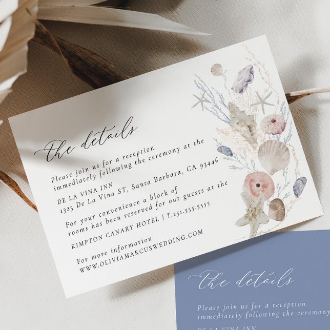 Boho Beach Elegant Wedding Details Enclosure Card (Details Card 2 Colors)