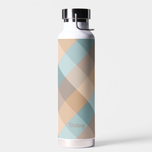 Boho Beach Geometric Checked Board Personalized Water Bottle