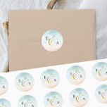 Boho Beach Monogrammed Wedding Envelope Seal<br><div class="desc">Monogrammed wedding envelope seal with hand lettered ampersand and watercolor ocean shoreline. This beautiful design has a sandy beach and sea shore background. The ampersand is in elegant gold calligraphy and the template is ready for you to add the bride and groom initials. Simple, inviting design for a tropical destination...</div>