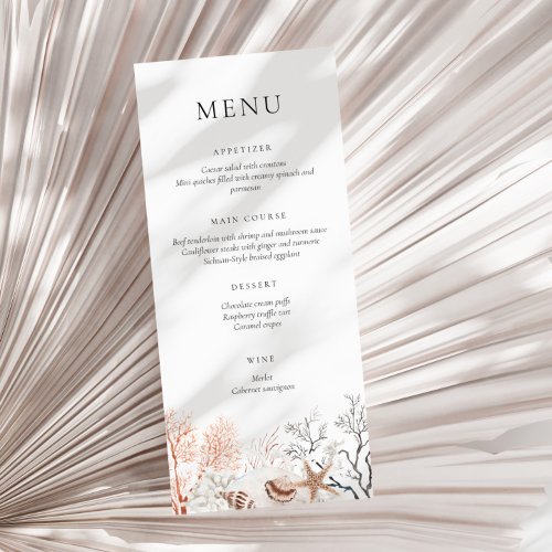 Boho Beach Neutral Coral Reef Menu