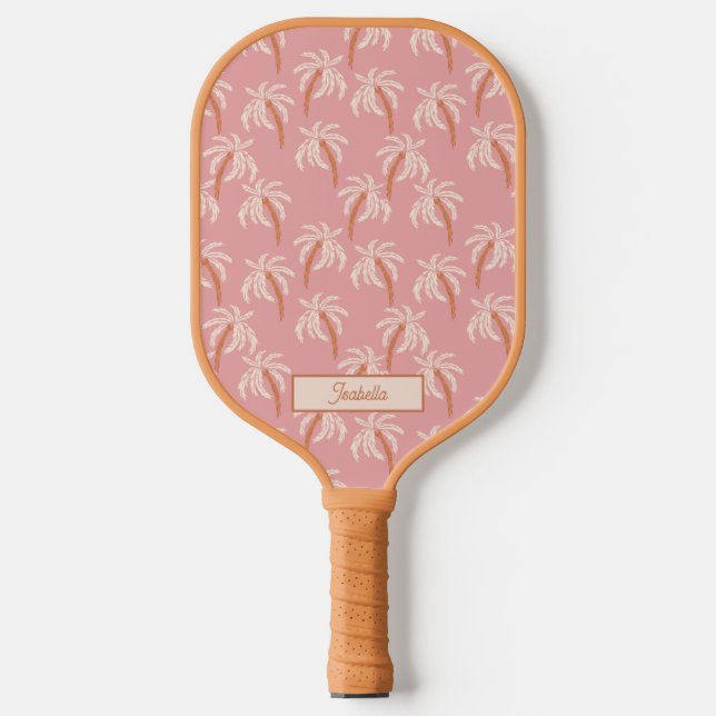 Boho Beach Palm Custom Name Pickleball Paddle (Front)