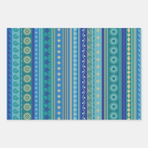 Boho beach pattern ocean themes wrapping paper sheets