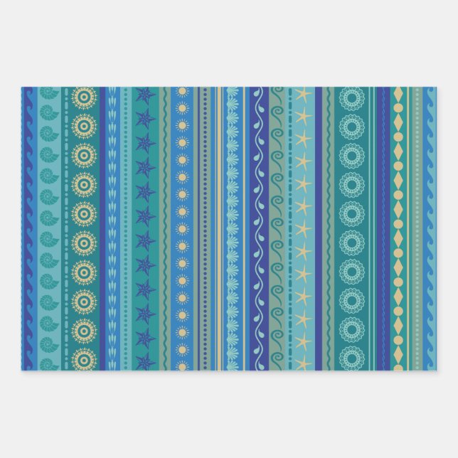 Boho beach pattern ocean themes wrapping paper sheets (Front)