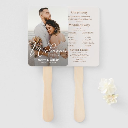 Boho Beach Photo Wedding Program Hand Fan