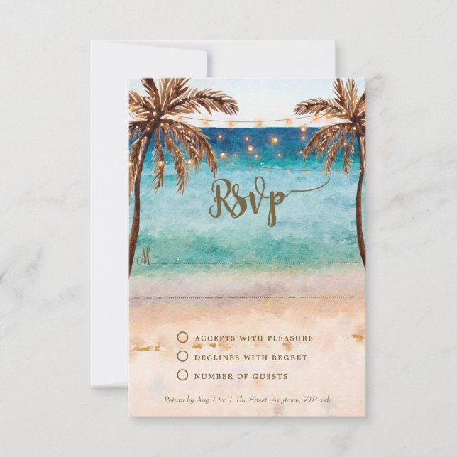 boho beach sand wedding bridal shower rsvp card (Front)